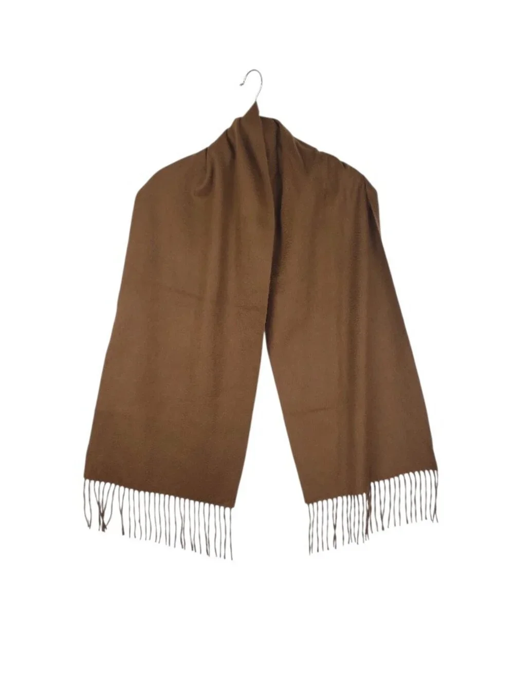 Nordstrom Brown Cashmere Rectangle Scarf Fringe Unisex Neutral Dark Camel